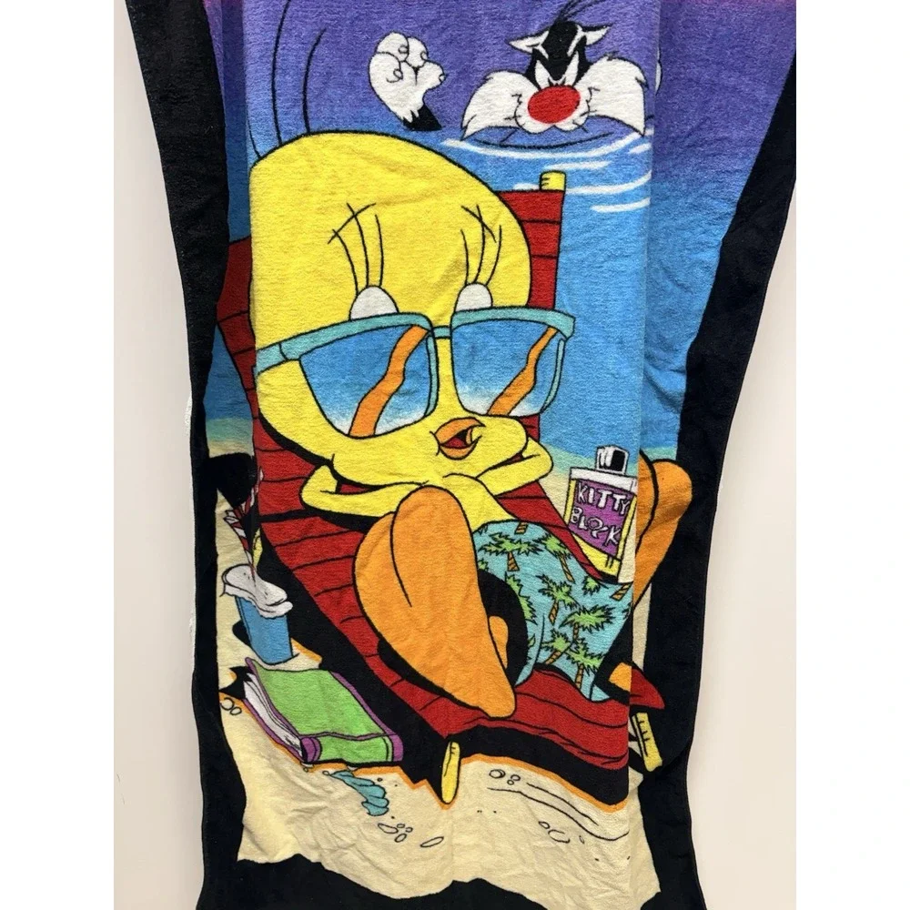 Vintage 1998 Tweety Bird Beach‎ Towel Looney Tunes Florida Cotton